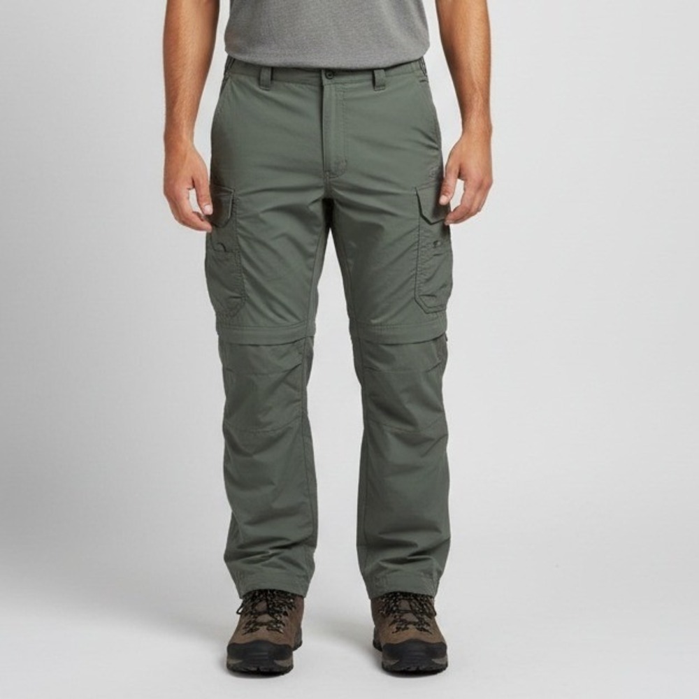 REI Convertible Cargo Hiking‎ Pants Men L Green Nylon Zip-Off Outdoor Hiking